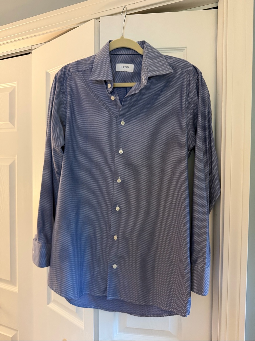 Eton Men's Light Blue Micro-Print Dress Shirt